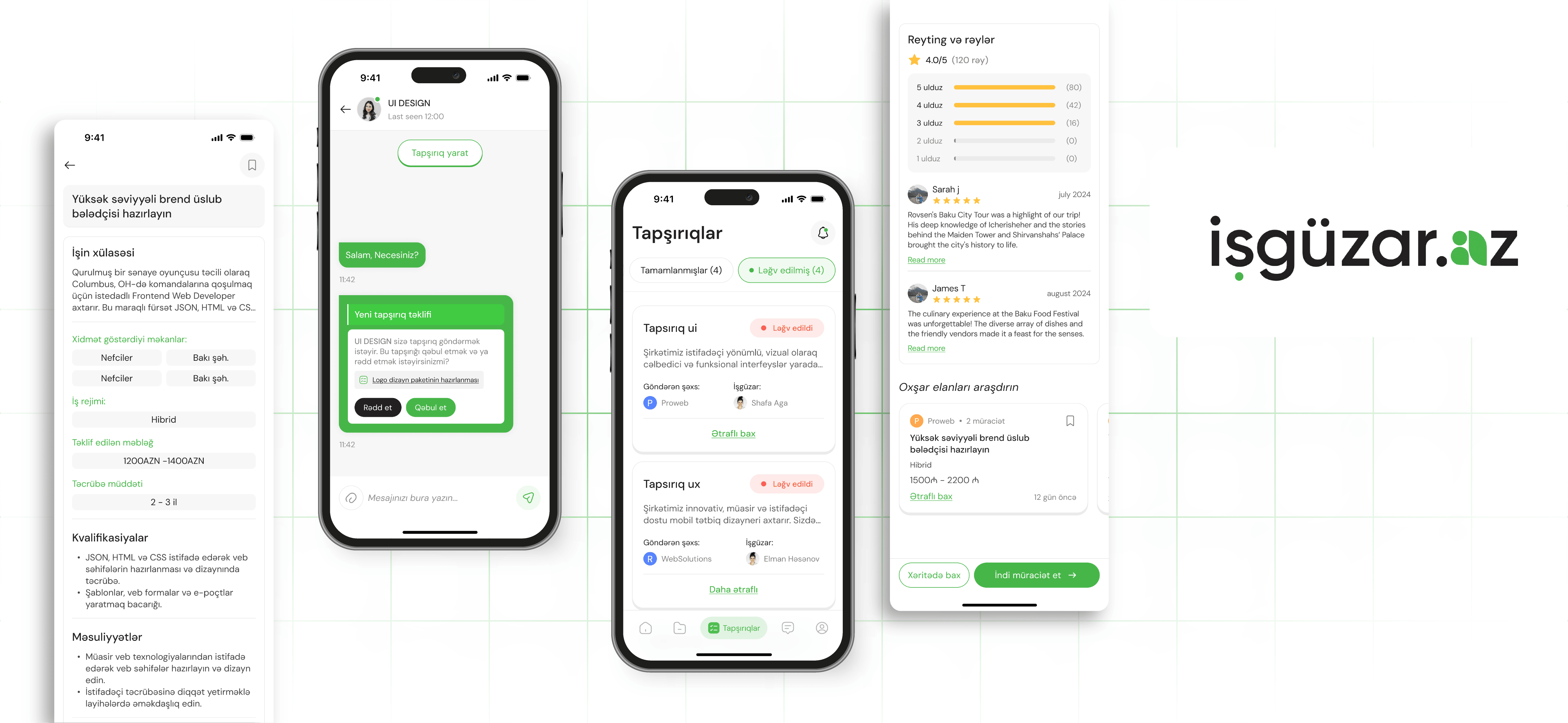 Isguzar.az - Mobile app for freelancers and service listings