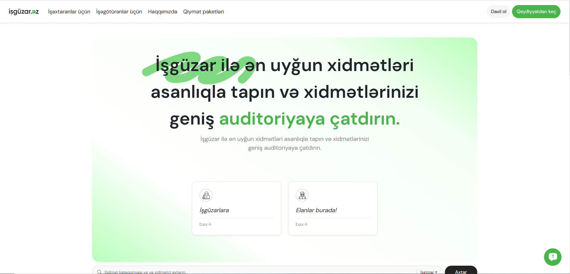 İşgüzar.az - Freelancerlər və Xidmət Elanları üçün Rəqəmsal Platformanın Hazırlanması