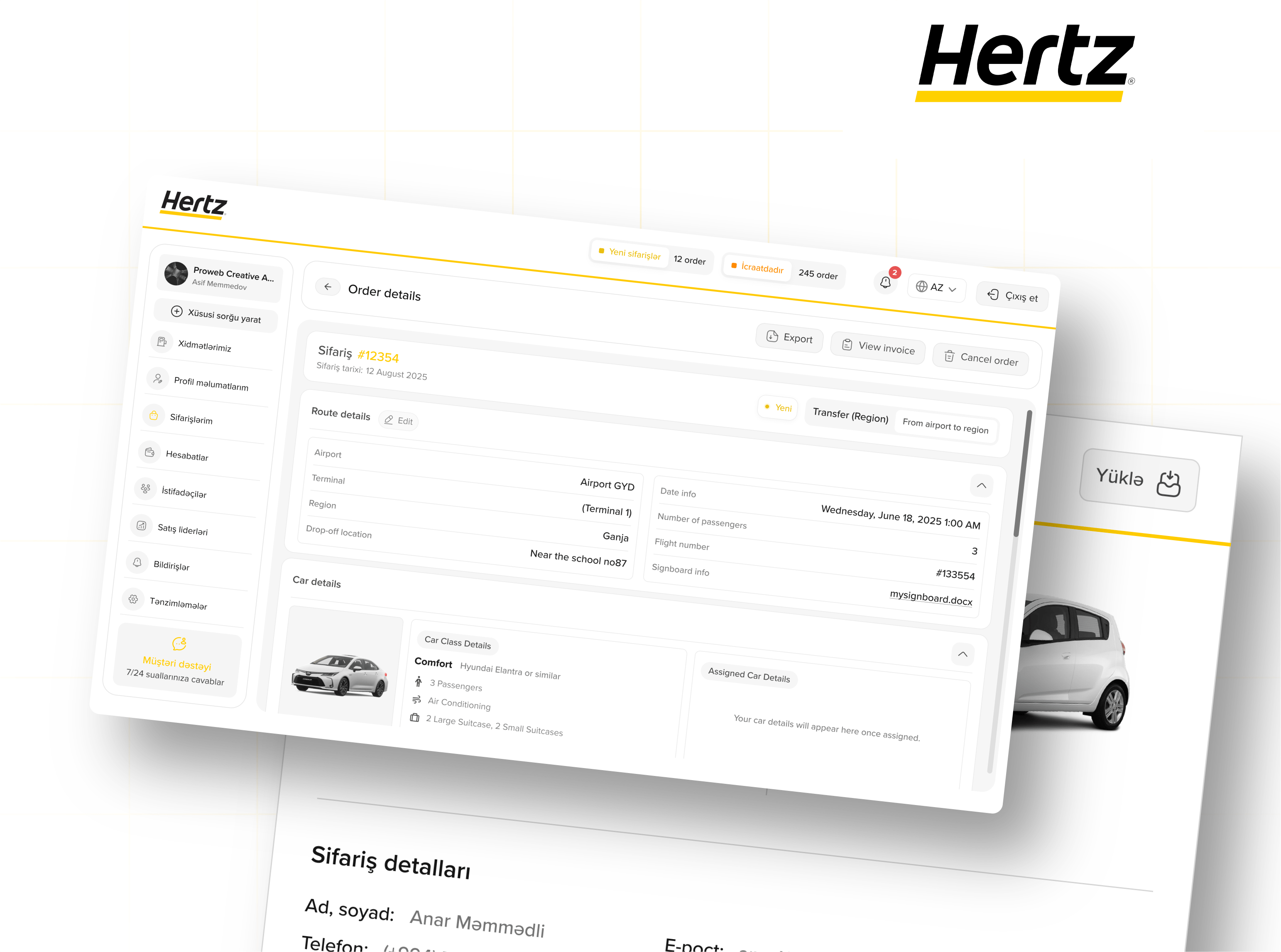 Разработка B2B платформы для Hertz Азербайджан
